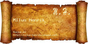 Milus Henrik névjegykártya